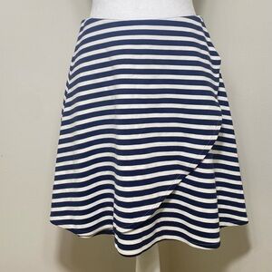 Loft Women’s Faux Wrap A-Skirt Blue White stripe. Size small